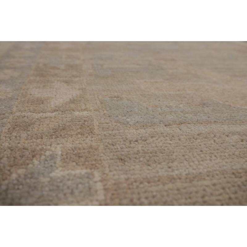 Vegetable Dye Oushak Oriental Large Rug Handmade Beige Wool Carpet - 10'5"x 14'4"