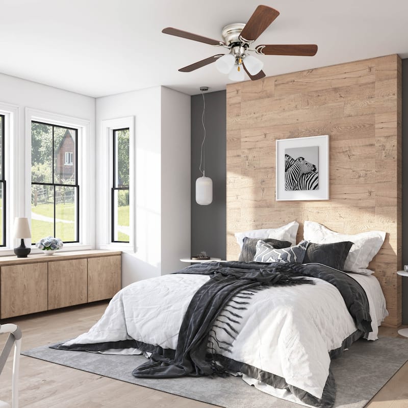 42" Prominence Home Whitley Satin Nickel Indoor LED Ceiling Fan with Light, Pull Chain