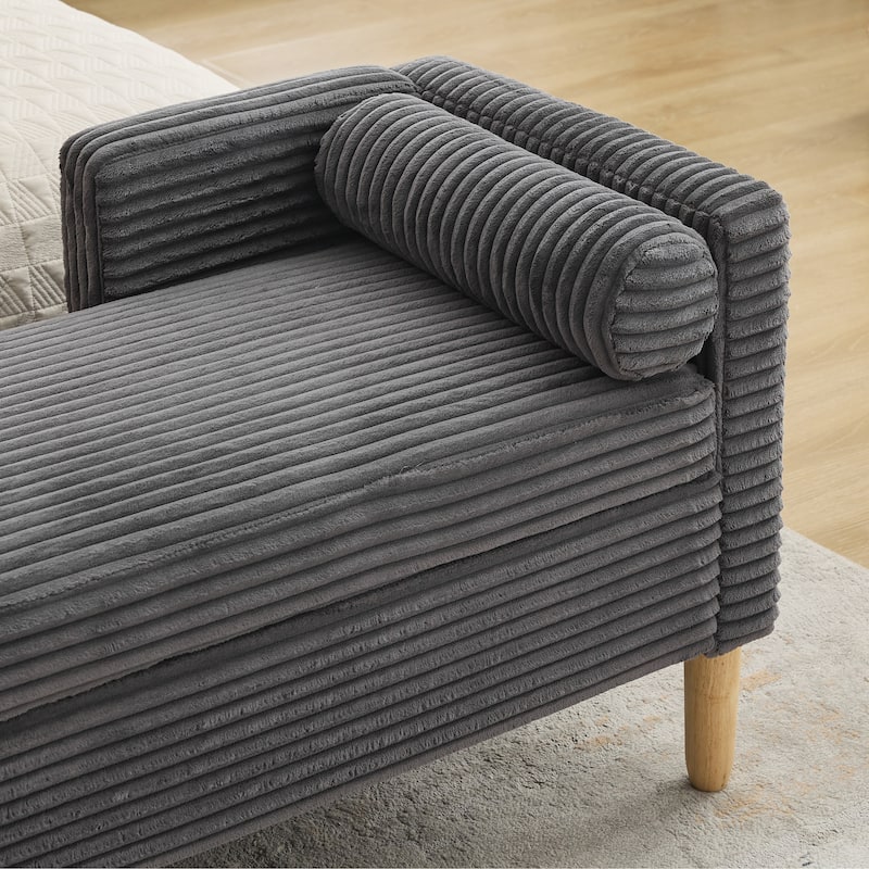 65.4"W End of Bed Storage Bench,Modern Ottoman Bench with Arms and Pillows