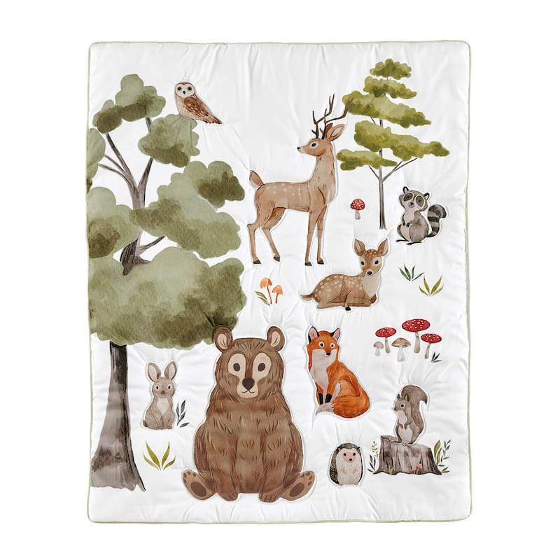 Sweet Jojo Designs 6p Crib Bedding + BreathableBaby Breathable Mesh Liner Woodland Forest Animals Boy Girl Gender Neutral Bear