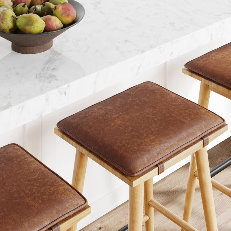 Barker Boucle Upholstered Barstool, Backless Counter Height Stool with Cushion
