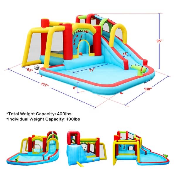 7 in1 Inflatable slide water park bouncing house Soccer garden bouncer,Splash pool,Water gun,Climbing wall,Basketball,Football