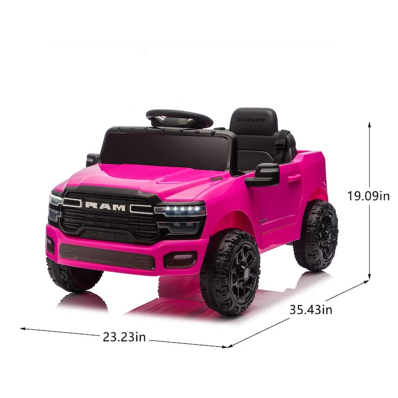 Licensed Dodge RAM 3500 12V Kids Ride On Truck with Remote Control, Dual Motors, Suspension, LED Lights & Music Player