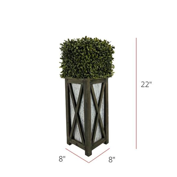 Faux Boxwood Square Topiary in Crisscross Tall Wood/ Metal - Bed Bath ...