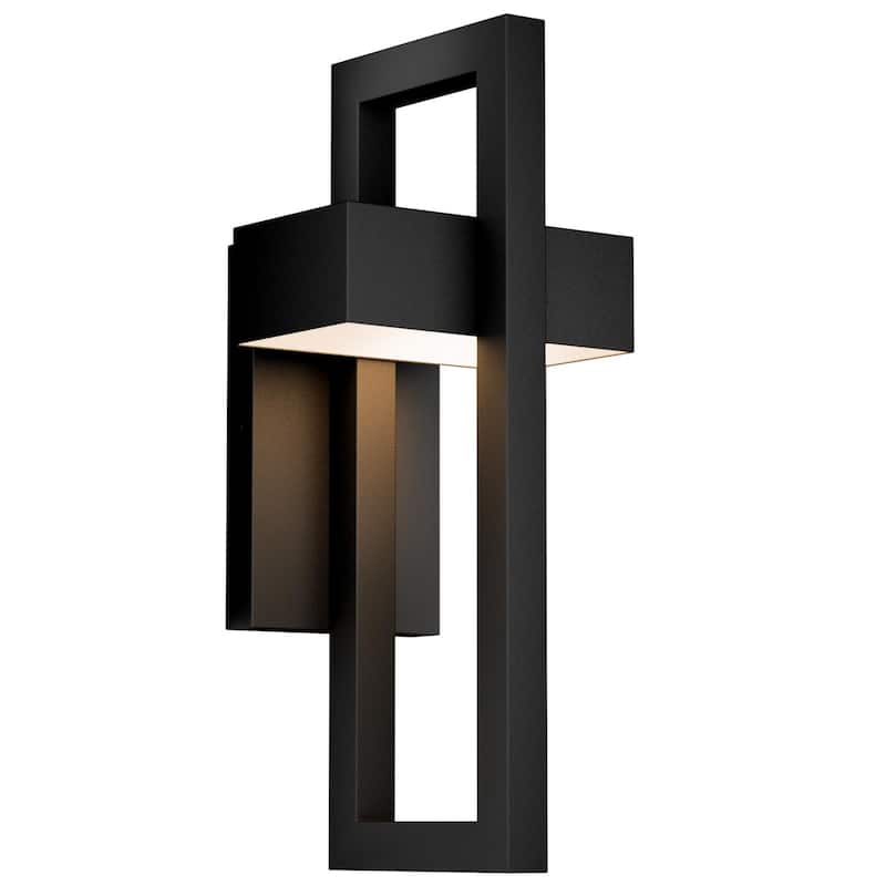Integrated LED Black/White Aluminum Outdoor 1-Light Wall Sconce - 1 Pack-16.5"H - Black