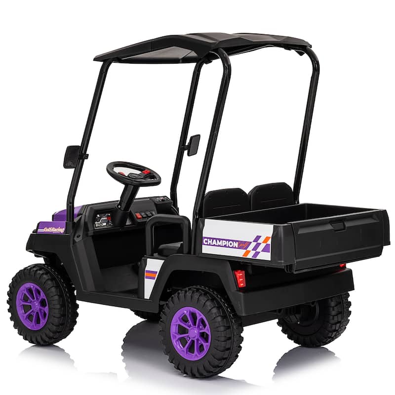 24V XL Kids Electric Ride on Track 20in Wide Seat,Removable Sunshade, Dual-Motor Drive,4-Wheel Spring Suspension,age:3-8
