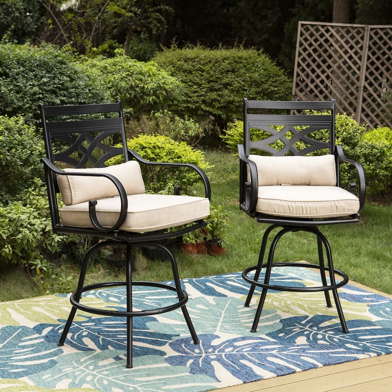 Outdoor Swivel Metal Cushioned Bar Height Patio Chairs Set of 4