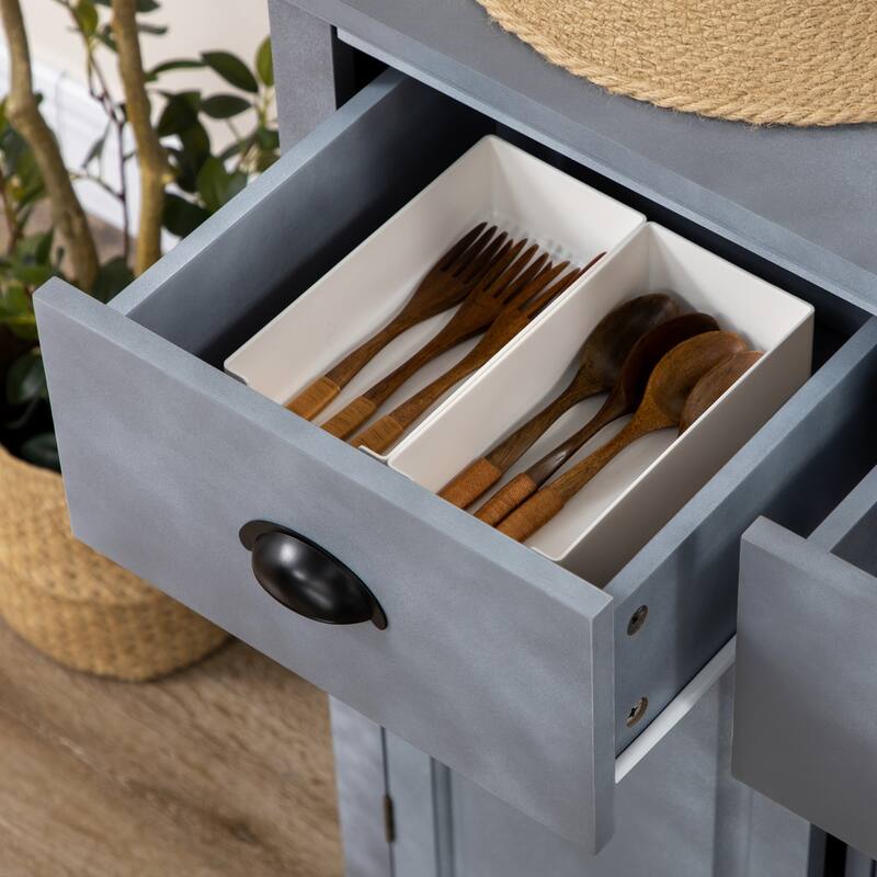 Industrial Buffet Cabinet, Kitchen Sideboard Storage with 3 Drawers, 3 Door Cabinets and Adjustable Shelf for Living Room