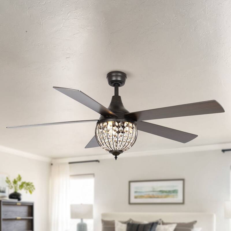 52 in. Indoor Antique Bronze Downrod Mount Ceiling Fan with Light Kit and Remote Control - Antique Bronze