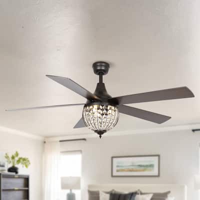52 in. Indoor Antique Bronze Downrod Mount Ceiling Fan with Light Kit and Remote Control