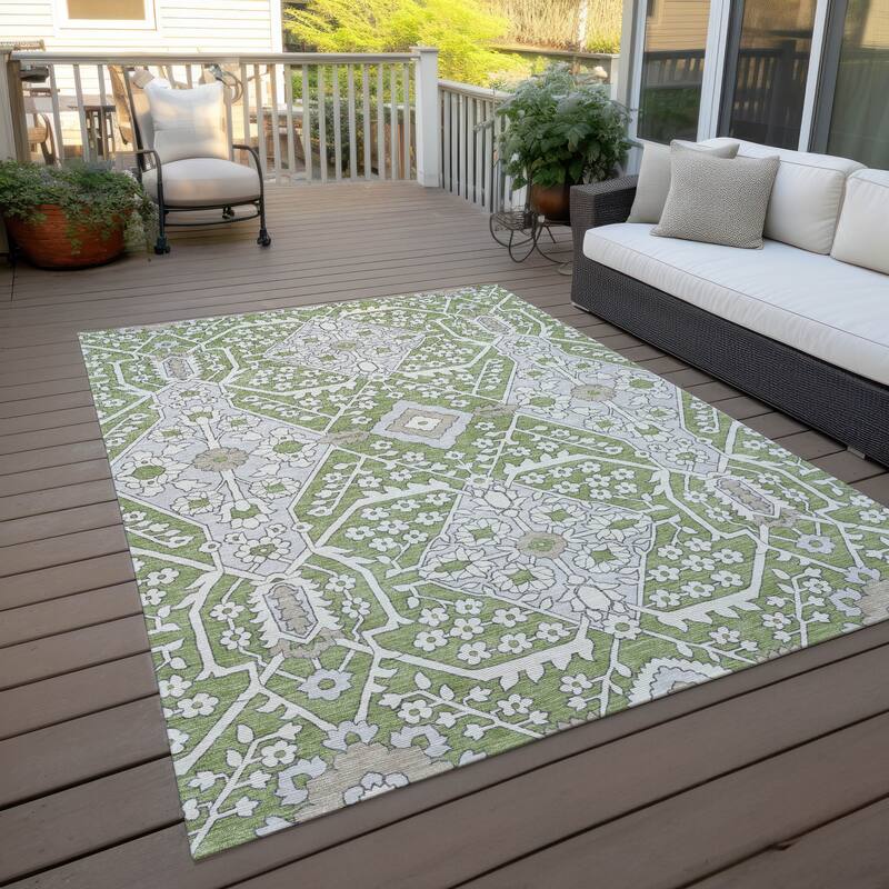 Machine Washable Indoor/ Outdoor Chantille Traditional Rug - Aloe - 2'6" x 3'10"