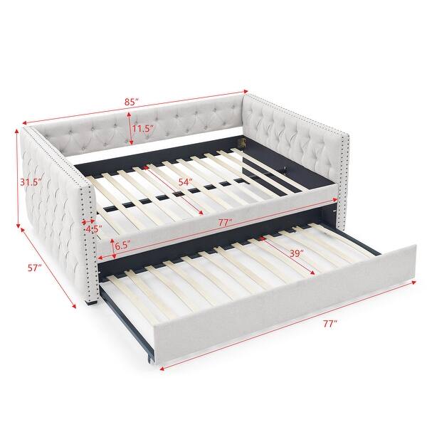 Livingroom Beige Full Size Loveseats Daybed with Trundle, Loveseats