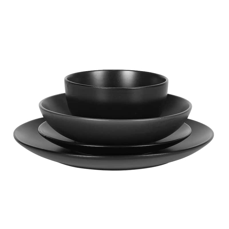 Gibson Home Queenslane 16-Piece Double Bowl Stoneware Dinnerware Set