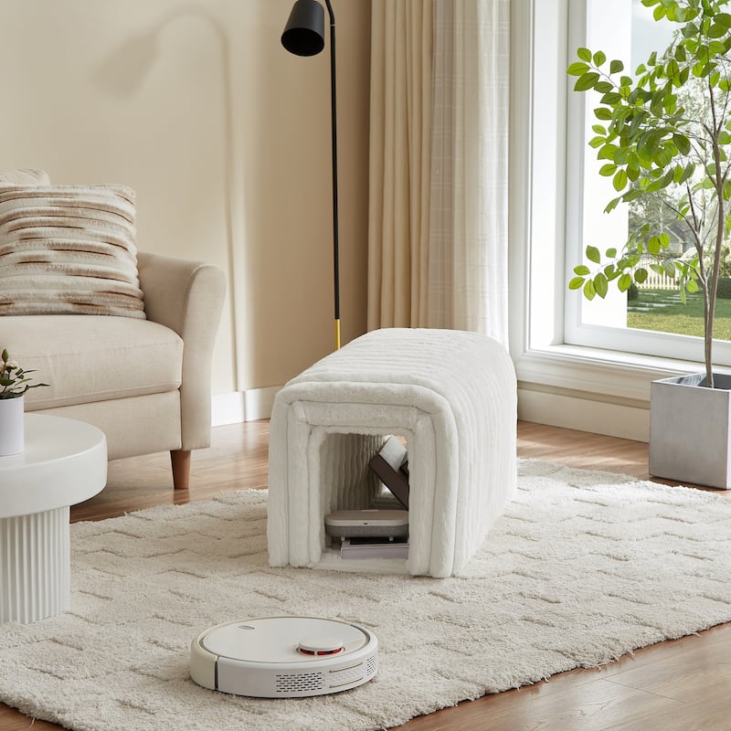 Pet Supplies Ottoman Storage Bench Corduroy Bench Cat's Nest to Hide for the Living Room, Entryway and Bedroom