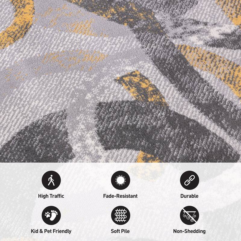 World Rug Gallery Distressed Modern Circles Area Rug