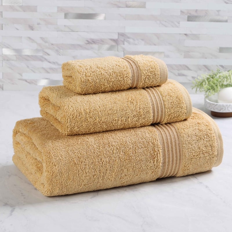 Superior Heritage Egyptian Cotton Absorbent 3-Piece Towel Set - Gold