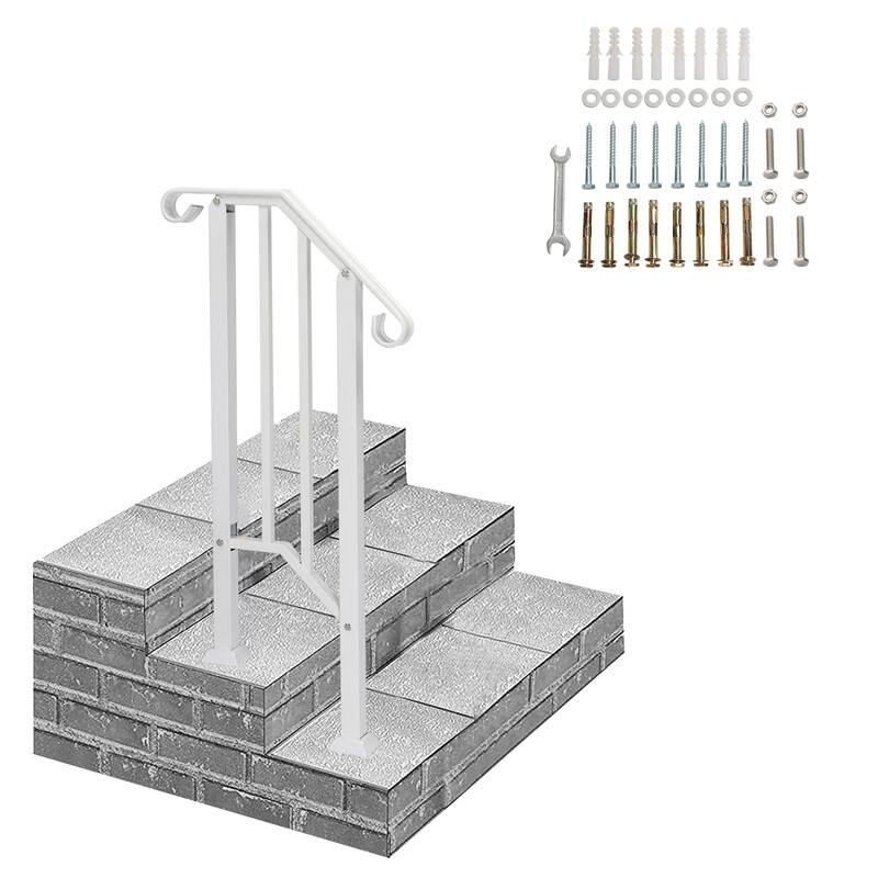 Outdoor Wrought Iron Handrail - White