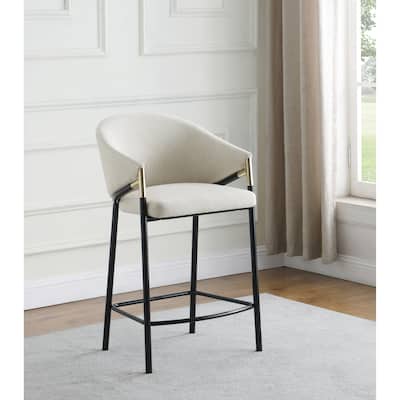 Belvedere Beige Upholstery Sloped Arm Counter Height Stools (Set of 2)