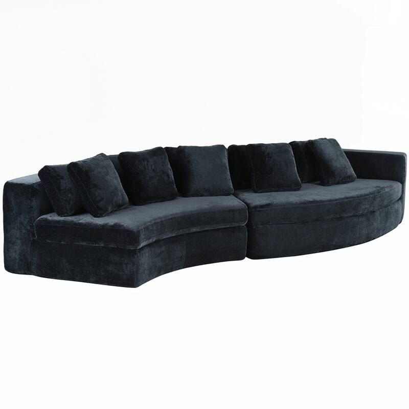 Upholstered Couches Chenille Jacquard Curved Couch, No Assembly Required