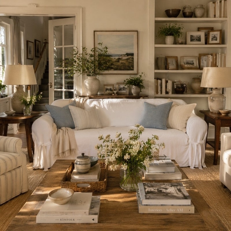 Classic Slipcovers White Twill Sofa Slipcover