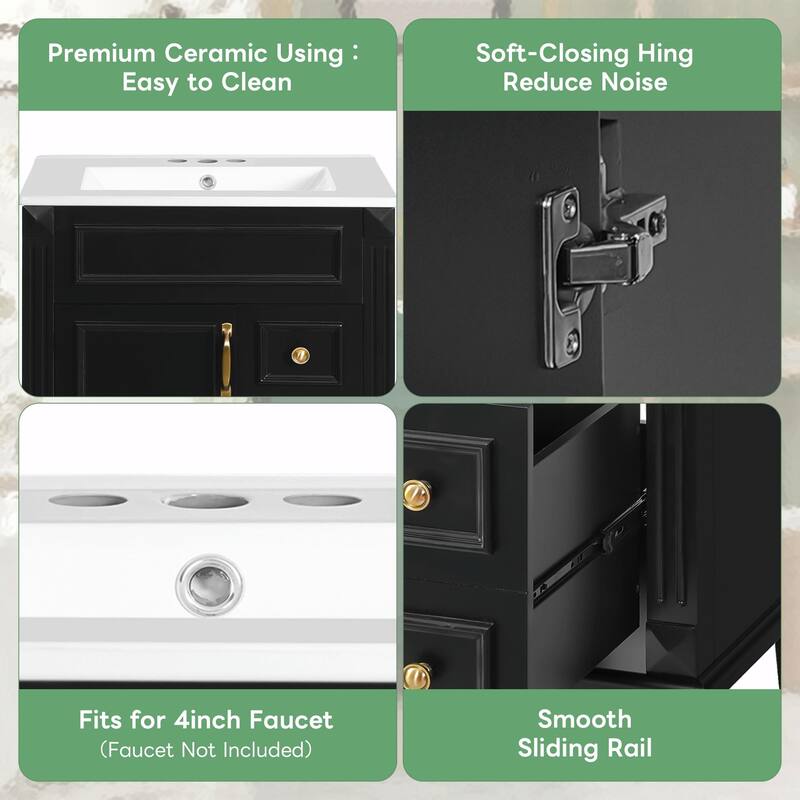 24" Bathroom Vanity with Ceramic Sink