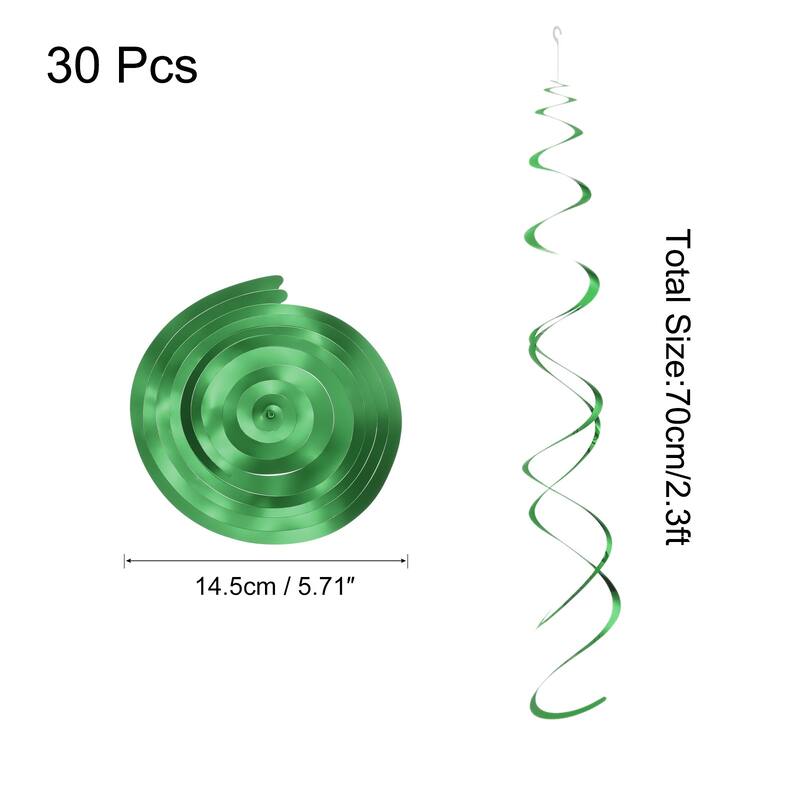 30pcs 27.6" Hanging Swirls Decorations Ceiling Spiral Streamers Party - Dark Green