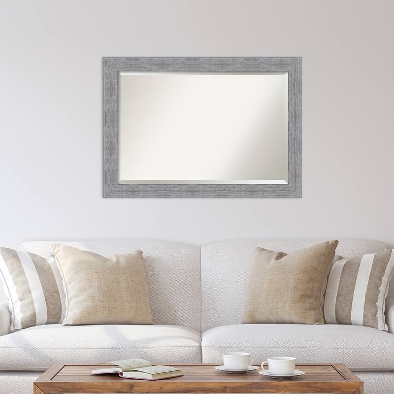 Beveled Wall Mirror - Bark Rustic Char Frame