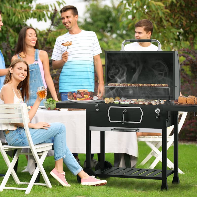 Royal Gourmet Deluxe 30-Inch Smoker Charcoal Grill with Cover,Black