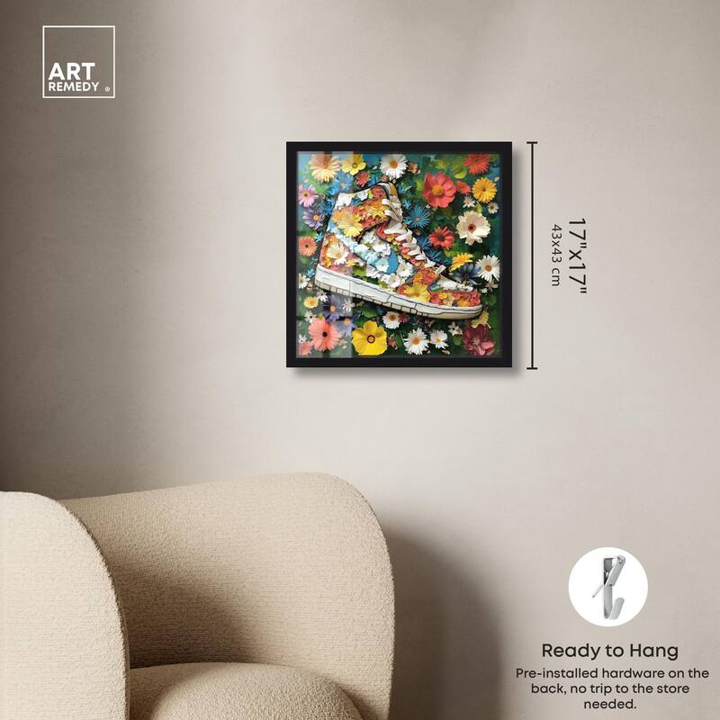 Painted in Floral Sneaker Shadowbox by Art Remedy
