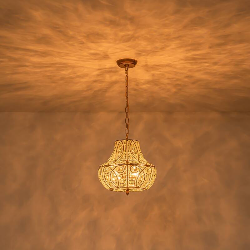 Vintage Glam 4-Light Antique Brass Crystal Chandelier - Antique Brass