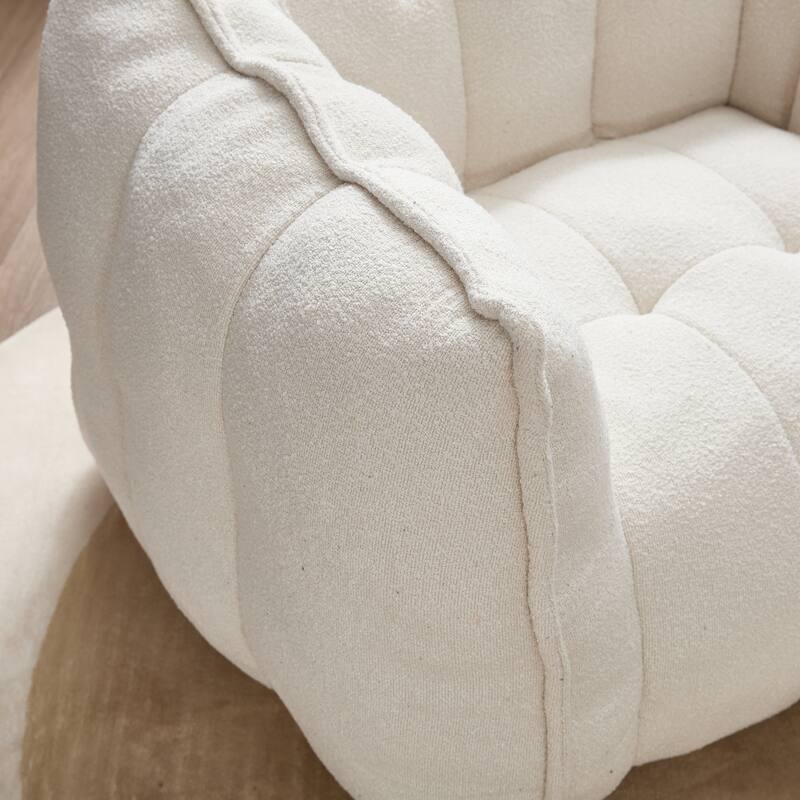 Extra-Large Chenille Bean Bag Chair with Footstool, Comfy Bean Bag Sofa for Adults, High Resilient Foam Square Lazy Sofa