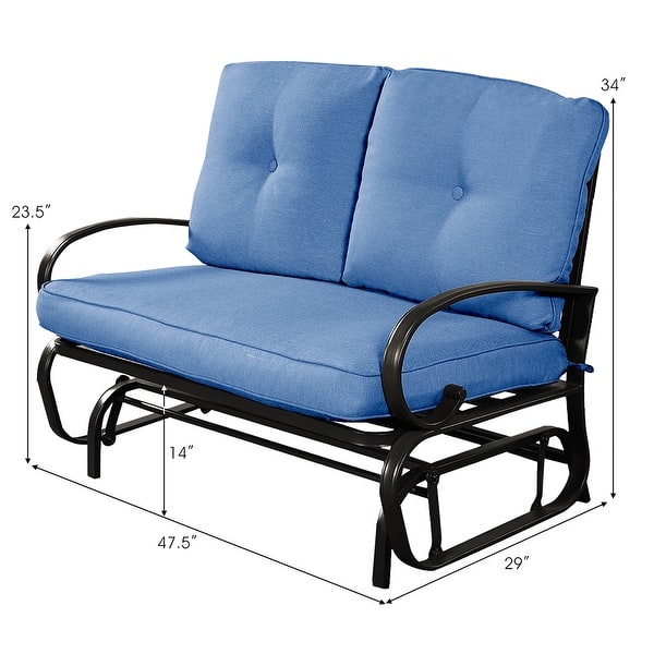 Outdoor Patio Rocking Glider Cushioned 2 Seats Steel Frame Furniture