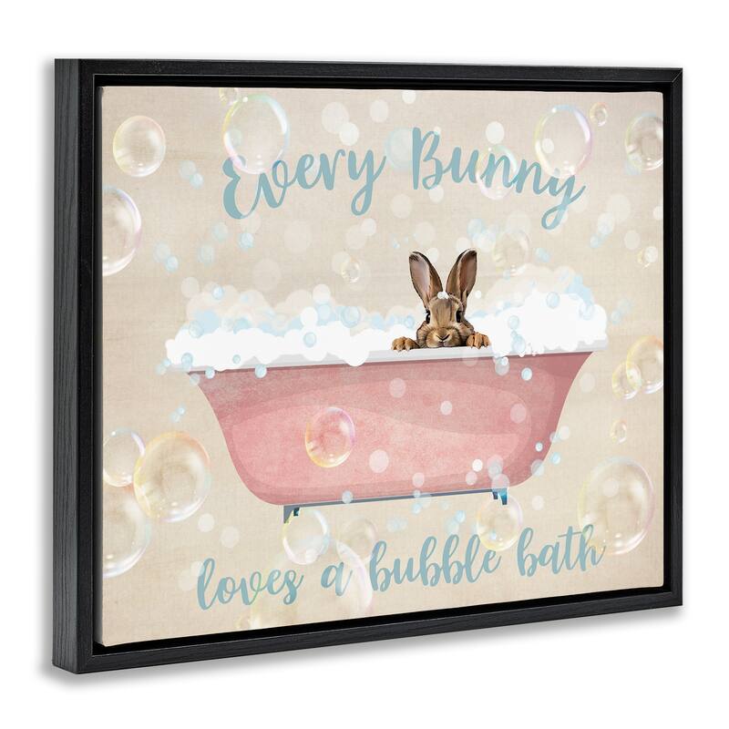Stupell Every Bunny Loves Baths Framed Floater Canvas Wall Art Design By Susan Arnot