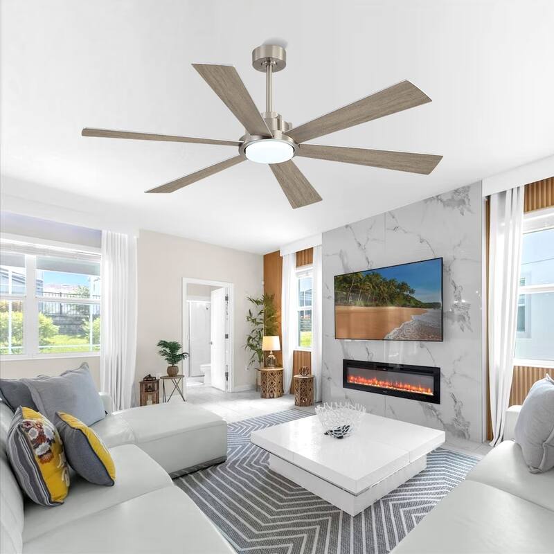 MLiAN Ceiling Fan 60inch Playwood Blades Remote Control 6-Speed DC with Integrated LED - 60''
