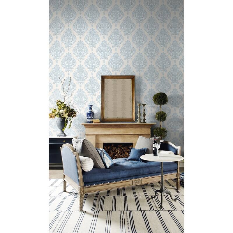 Seabrook Designs Lillian August Antigua Damask Unpasted Wallpaper