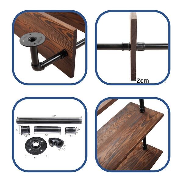 3 Layers Industrial Wall Mounted Iron Floating Pipe Shelves Racks Bed