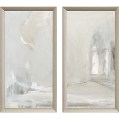 Delicate Gray S/2 Framed Art Giclee Under Glass - Grey