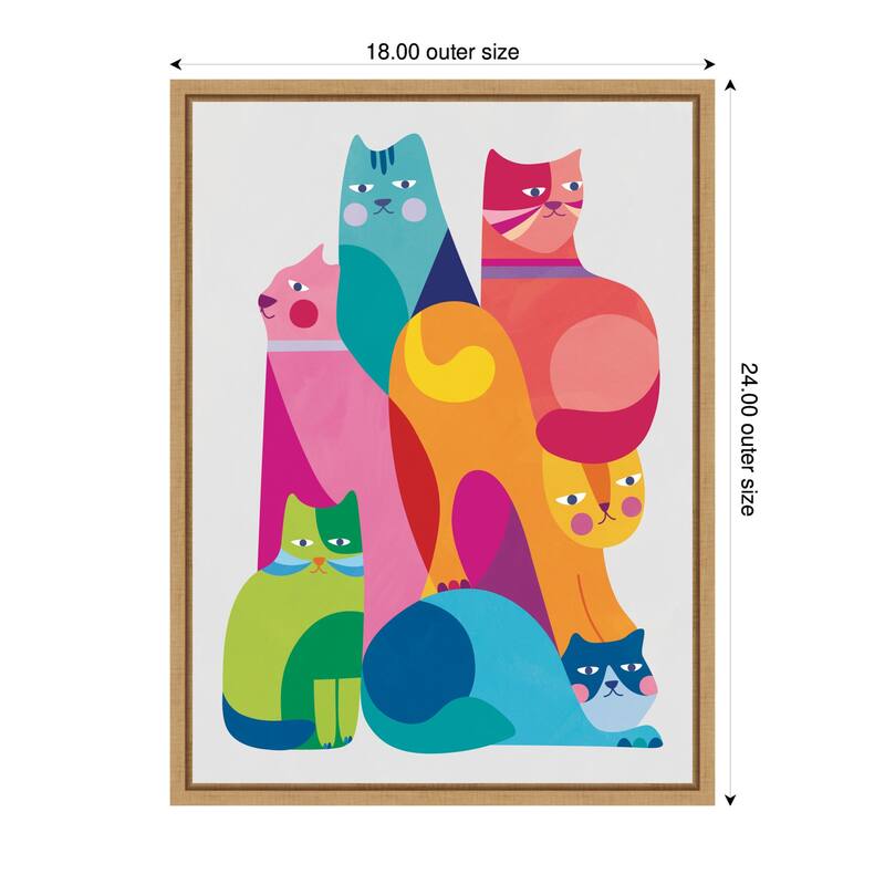 Kate and Laurel Modern Abstract Cats by Rachel Lee Framed Canvas Wall Art Print