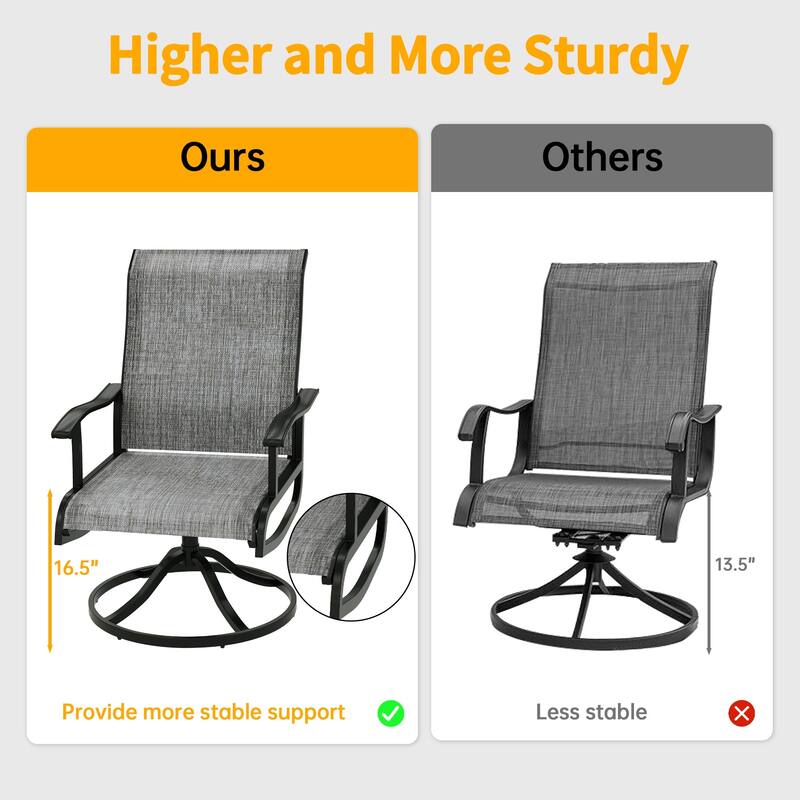 Outdoor Swivel Patio Dining Chairs Set of 2/4/6/8, All Weather Patio Textilene Chair High Back Outdoor Swivel Rocker Set