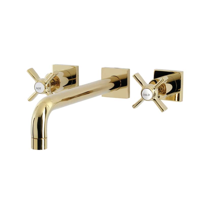 Millennium 3-Hole Wall Mount Roman Tub Faucet in Brushed Brass - Polished Brass