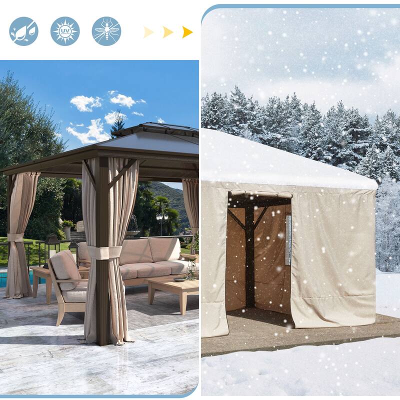 EROMMY Winter Gazebo Cover, Outdoor Cover for Hardtop Gazebos, Enclosed Cover with Sidewalls and Mesh Windows