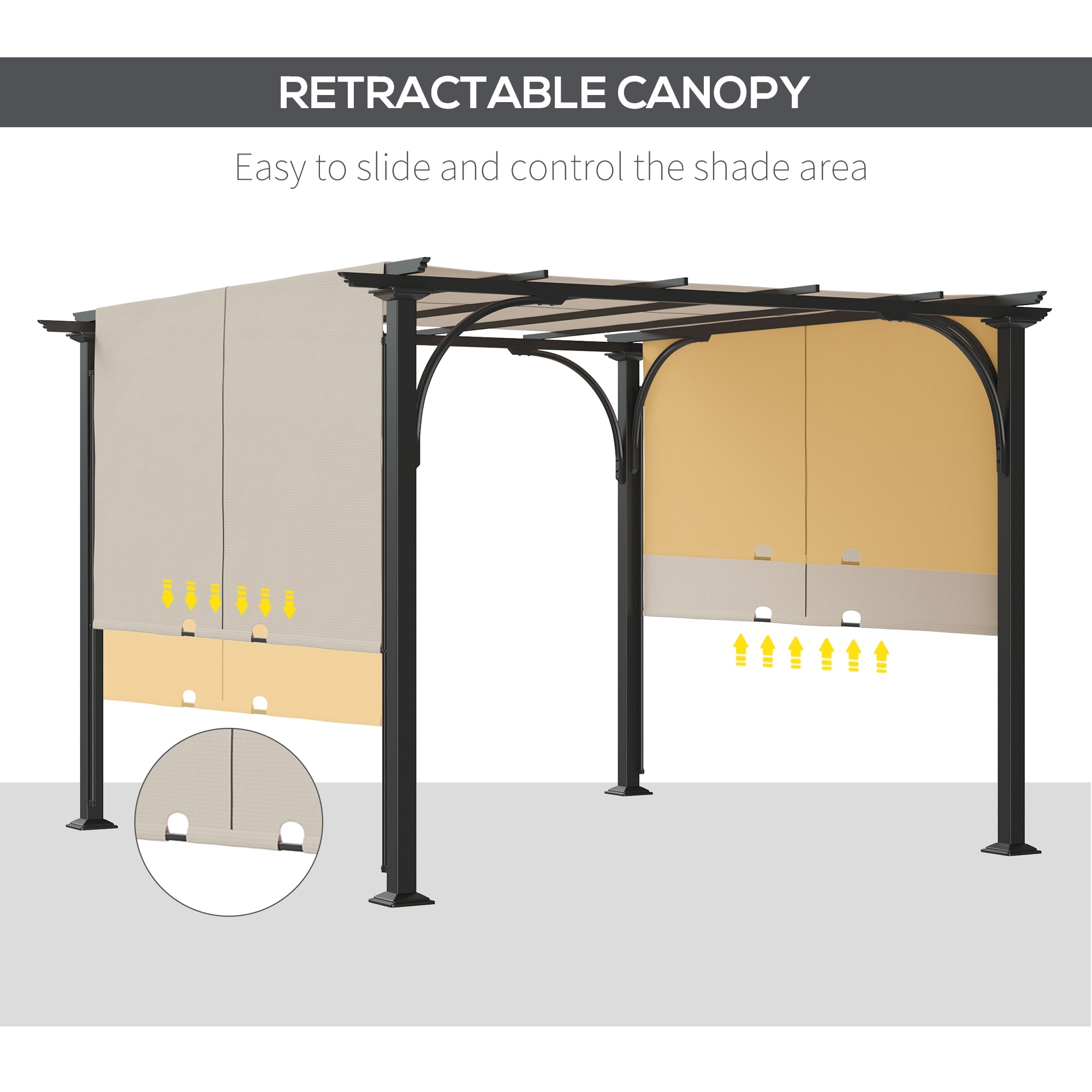 Outsunny 10' x 10' Outdoor Pergola Patio Gazebo Retractable Canopy Sun  Shelter with Steel Frame - On Sale - Bed Bath & Beyond - 35899869