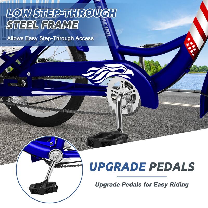 Docred 16" and 24" Tricycle 1-Speed 3 Wheel Trike Bike with Basket