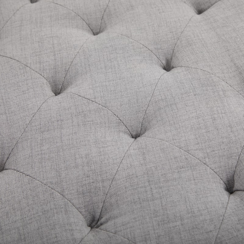 52" Grey Modern Soft Seat Bench with Button Tufted Cushion and Rubber Wood Legs Bed or Hallway Use