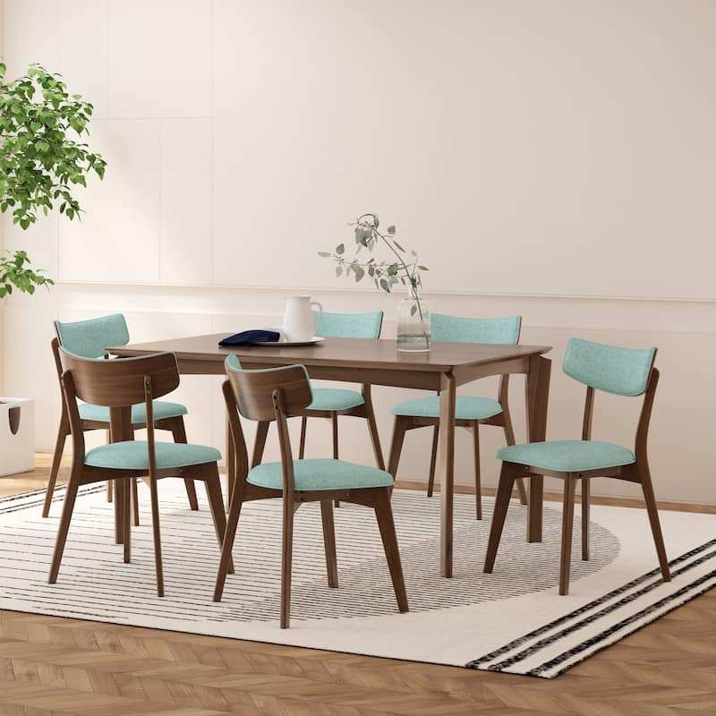 Carmody Wood 7 Piece Dining Set by Christopher Knight Home - Walnut + Mint