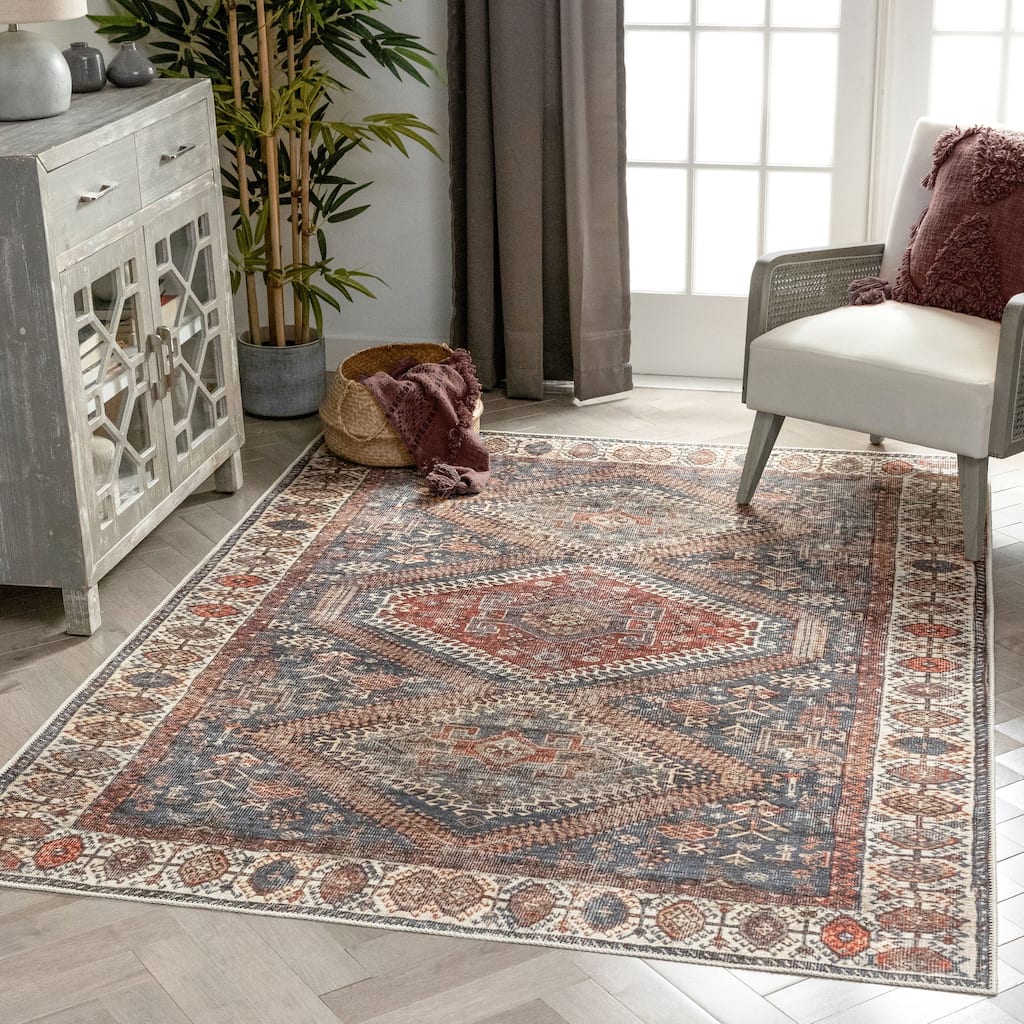 Well Woven Lotus Ripon Vintage Medallion Machine Washable Area Rug