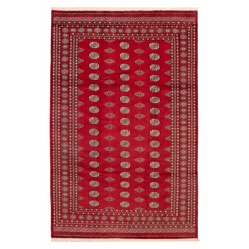 ECARPETGALLERY Hand-knotted Peshawar Bokhara Red Wool Rug - 6'9 x 10'7