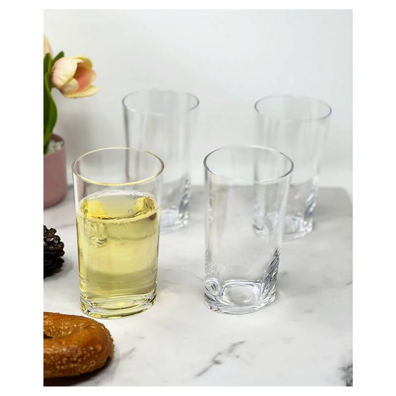 Modern Oval Halo Acrylic Drinking Glasses Set of 4 - 15oz Elegant Plastic Cups for Cocktails, Juice, Water