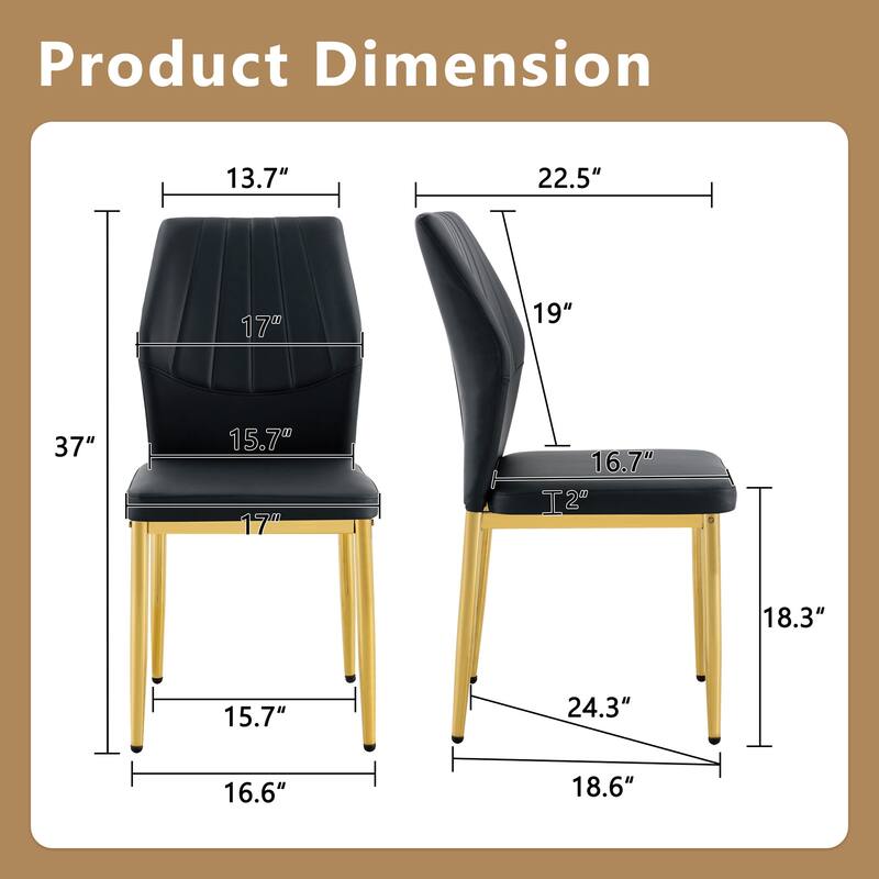 Side Chair Reception Chair Black Gold Meeting Room Chair Set of 4 Kitchen Chair Lounge Chair with Metal Legs