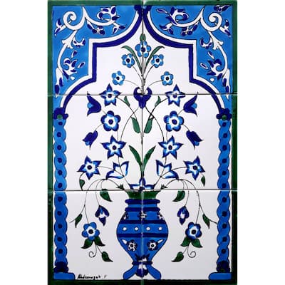 12x18 Arabesque Design Backsplash 6pc Mosaic Tile Wall Mural